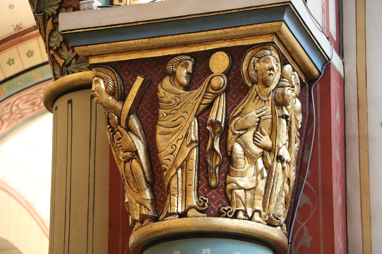 Gilded carved capitals on the pillars of Saint-Germain-des-Prés