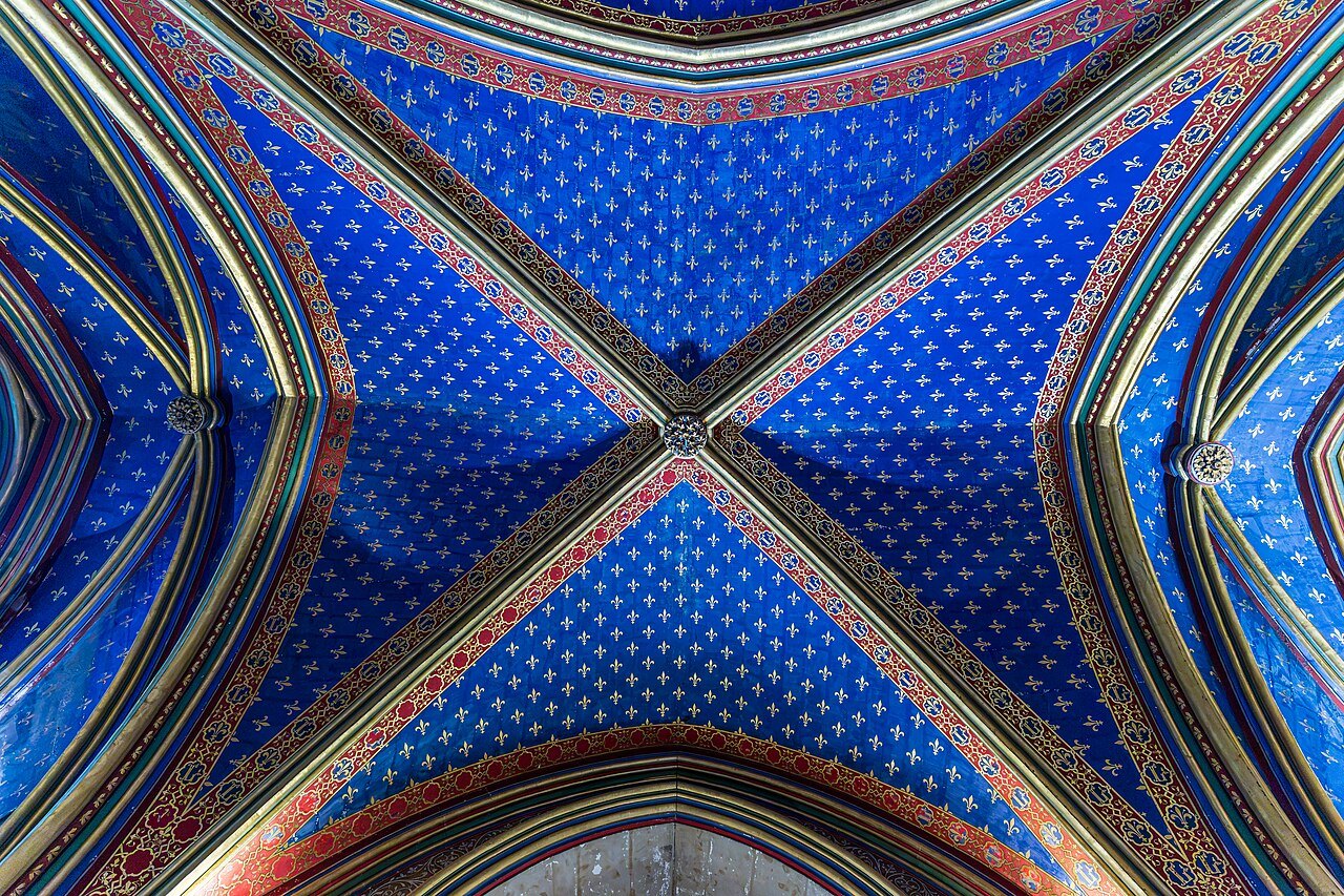 The blue, starred vault of the Sainte-Chapelle's lower chapel